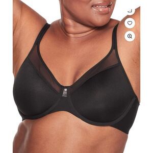 NWT BALI Bra 42B Black One Smooth U Light Sheer Illusion Shaping Underwire New